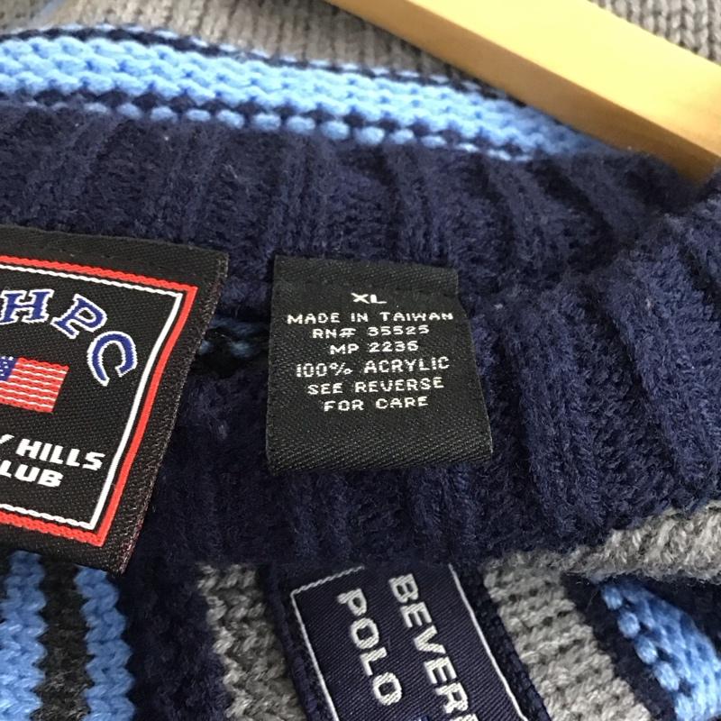 古着 USED ニット、セーター 長袖 長袖ニットカットソー クルーネック セーター XL ボーダー柄 マルチカラー / マルチカラー /  メンズ USED 古着 中古 10148814