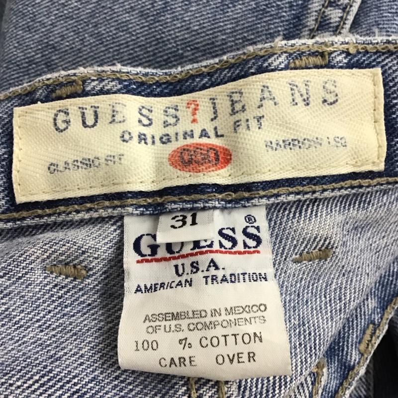 ゲス Guess パンツ デニム、ジーンズ デニムパンツ スリムパンツ カジュアルパンツ 31インチ ロゴ、文字 インディゴ / インディゴ /  メンズ USED 古着 中古 10148820