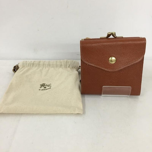 イルビゾンテ IL BISONTE 財布 二つ折り がま口 Wフェイス レザー ロゴ、文字 茶 / ブラウン /  メンズ USED 古着 中古 10148880