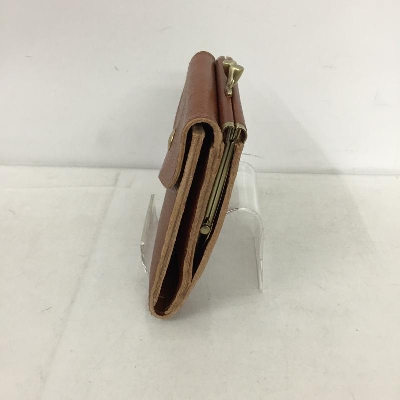 イルビゾンテ IL BISONTE 財布 二つ折り がま口 Wフェイス レザー ロゴ、文字 茶 / ブラウン /  メンズ USED 古着 中古 10148880