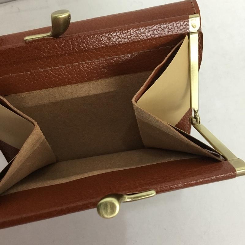 イルビゾンテ IL BISONTE 財布 二つ折り がま口 Wフェイス レザー ロゴ、文字 茶 / ブラウン /  メンズ USED 古着 中古 10148880