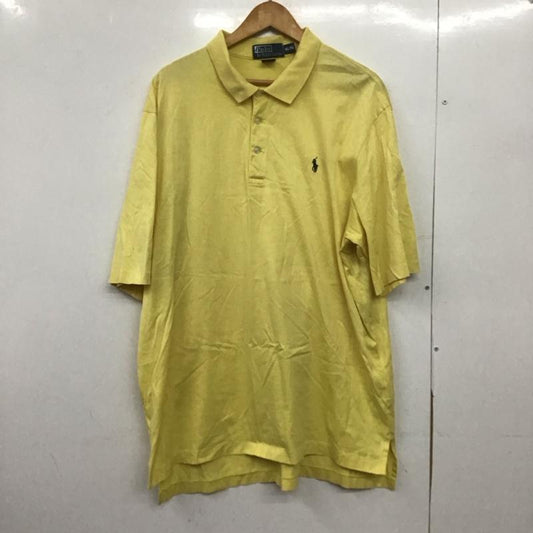 ポロバイラルフローレン Polo by RALPH LAUREN ポロシャツ 半袖 半袖ポロシャツ カラーシャツ 半袖カットソー XL ロゴ、文字 黄 / イエロー /  メンズ USED 古着 中古 10148905