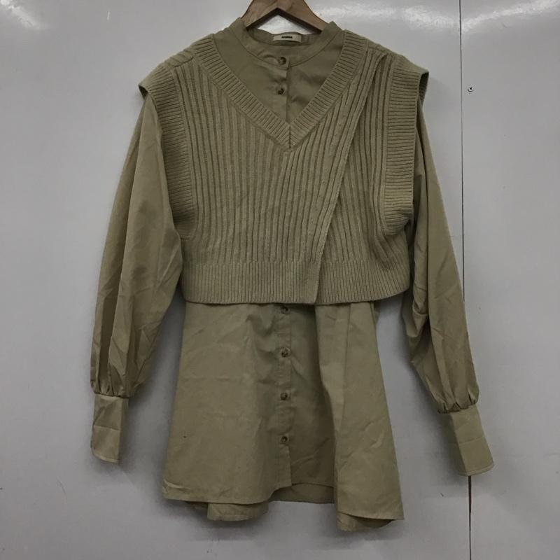ムルーア MURUA ワンピース ミニスカート 012210300901 Ｖネックベストレイヤードミニワンピース FREE 無地 ベージュ / ベージュ /  レディース USED 古着 中古 10148912