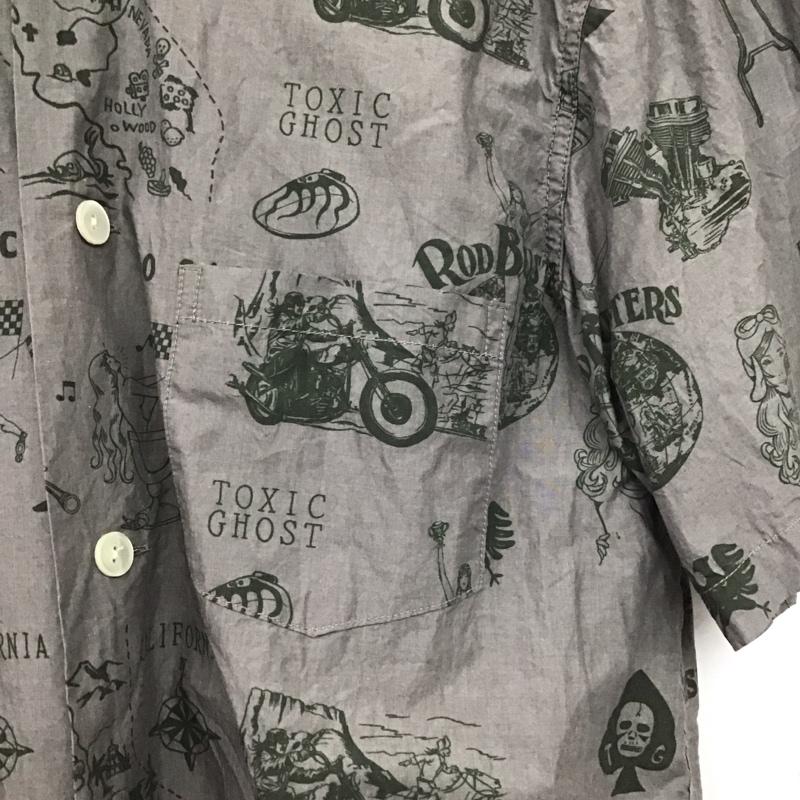 ウエストライド WESTRIDE シャツ、ブラウス 半袖 半袖シャツ プリントシャツ カジュアルシャツ M ロゴ、文字 灰 / グレー /  メンズ USED 古着 中古 10148934