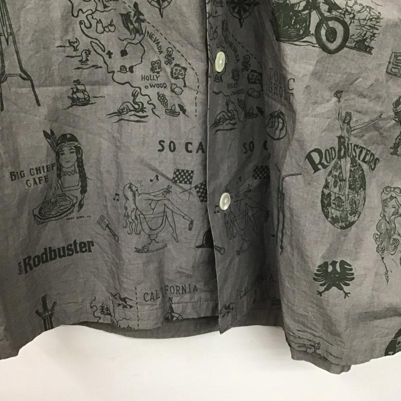 ウエストライド WESTRIDE シャツ、ブラウス 半袖 半袖シャツ プリントシャツ カジュアルシャツ M ロゴ、文字 灰 / グレー /  メンズ USED 古着 中古 10148934