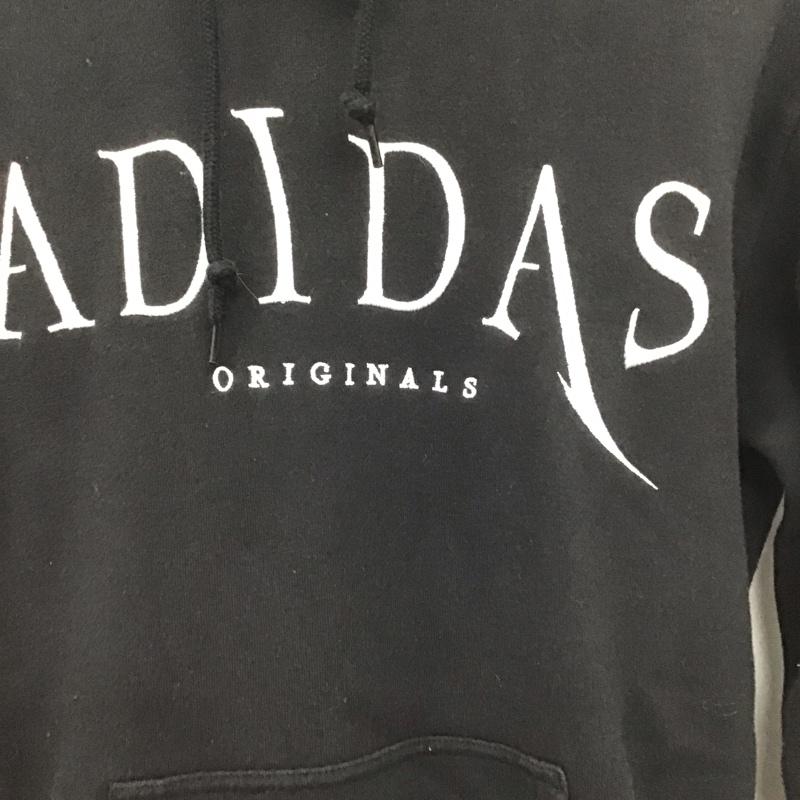 アディダス adidas パーカー 長袖 長袖パーカー プルオーバーパーカー スウェット S ロゴ、文字 黒 / ブラック /  メンズ USED 古着 中古 10148943