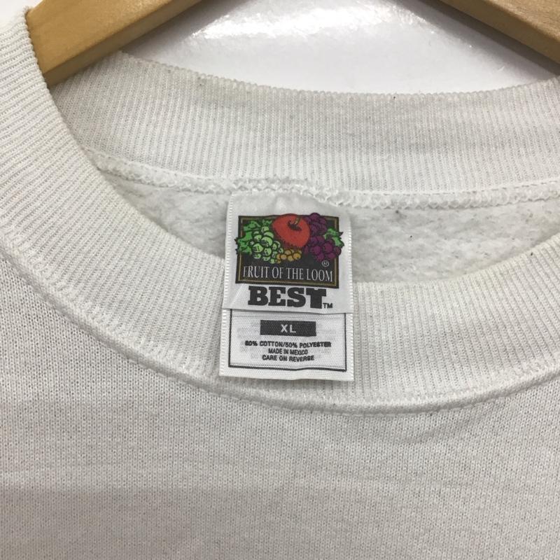 フルーツオブザルーム FRUIT OF THE LOOM トレーナー 長袖 長袖トレーナー スウェット クルーネック プルオーバー XL ロゴ、文字 白 / ホワイト /  メンズ USED 古着 中古 10148973
