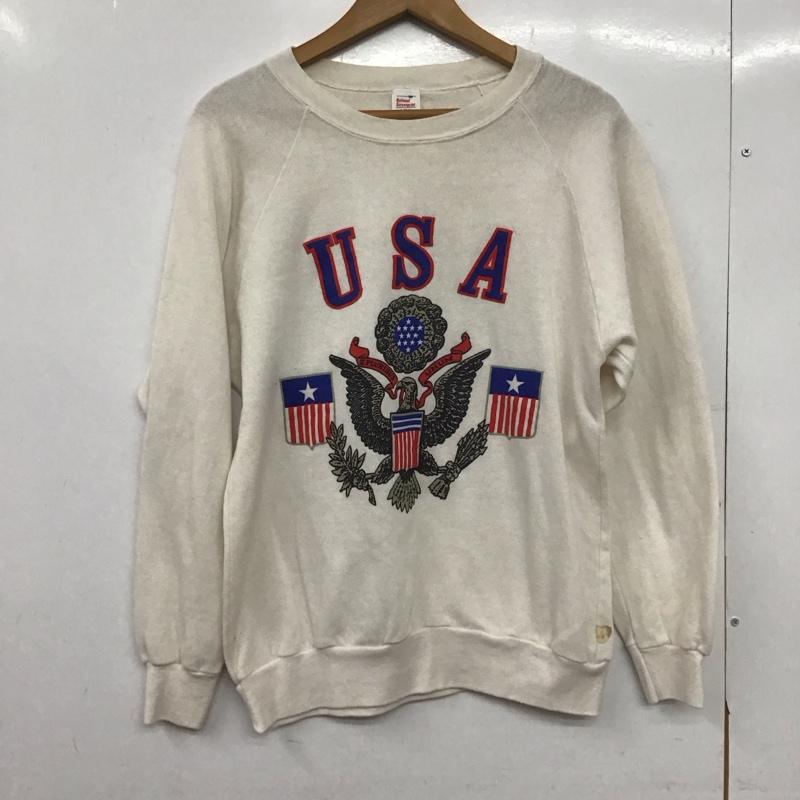 古着 USED トレーナー 長袖 長袖トレーナー スウェット クルーネック プルオーバー nationalscreenprint L プリント 白 / ホワイト /  メンズ USED 古着 中古 10148976