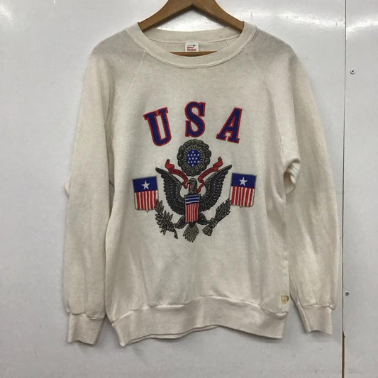 古着 USED トレーナー 長袖 長袖トレーナー スウェット クルーネック プルオーバー nationalscreenprint L プリント 白 / ホワイト /  メンズ USED 古着 中古 10148976