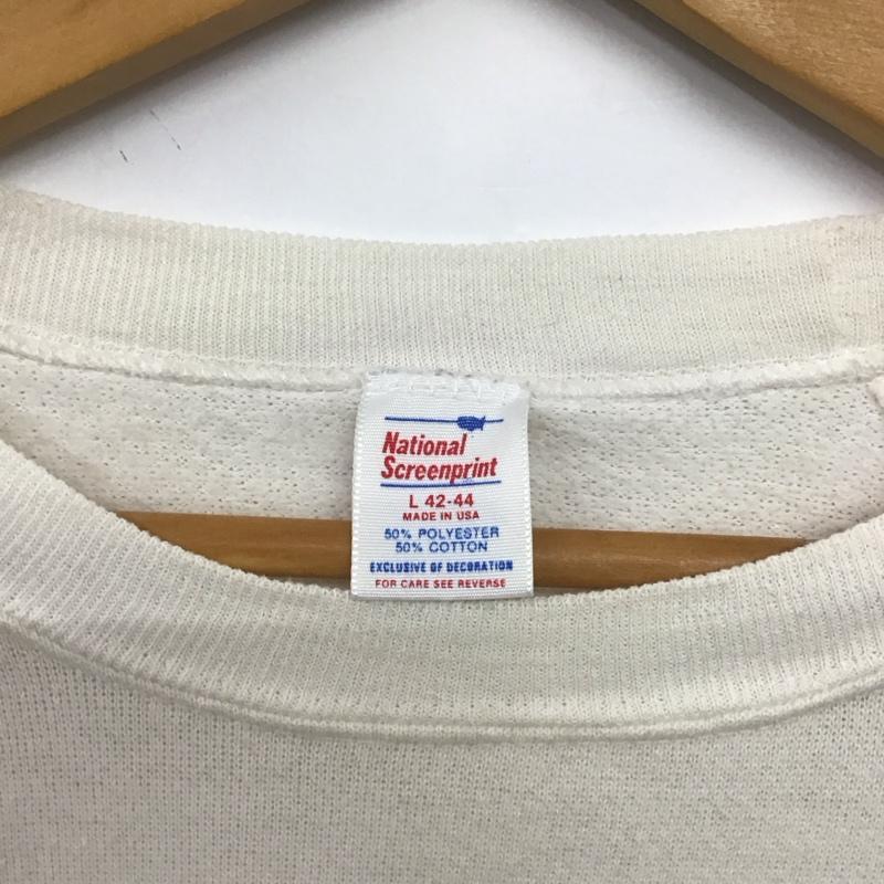 古着 USED トレーナー 長袖 長袖トレーナー スウェット クルーネック プルオーバー nationalscreenprint L プリント 白 / ホワイト /  メンズ USED 古着 中古 10148976