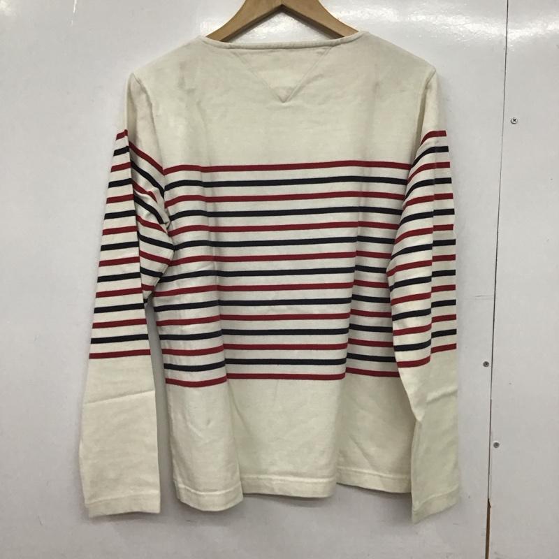 トミーヒルフィガー TOMMY HILFIGER カットソー 長袖 長袖カットソー プリントカットソー クルーネック L ボーダー柄 白 / ホワイト / X 赤 / レッド / X 紺 / ネイビー /  メンズ USED 古着 中古 10148992