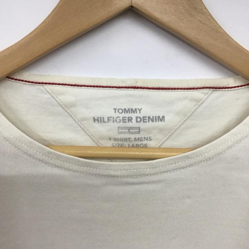 トミーヒルフィガー TOMMY HILFIGER カットソー 長袖 長袖カットソー プリントカットソー クルーネック L ボーダー柄 白 / ホワイト / X 赤 / レッド / X 紺 / ネイビー /  メンズ USED 古着 中古 10148992