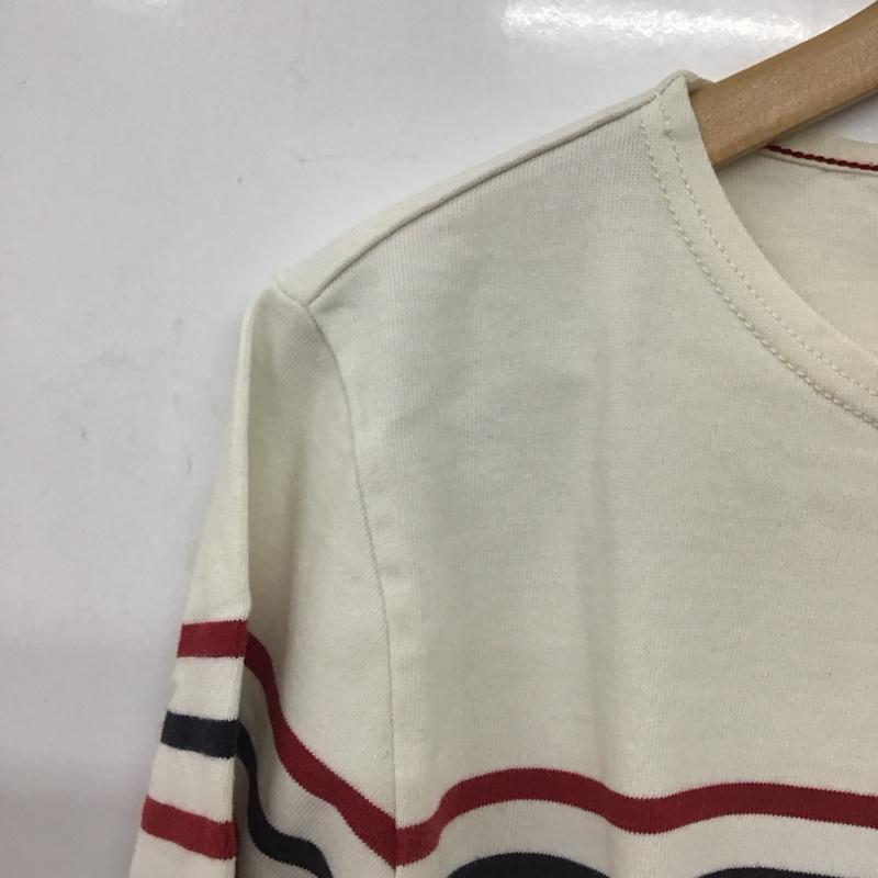 トミーヒルフィガー TOMMY HILFIGER カットソー 長袖 長袖カットソー プリントカットソー クルーネック L ボーダー柄 白 / ホワイト / X 赤 / レッド / X 紺 / ネイビー /  メンズ USED 古着 中古 10148992
