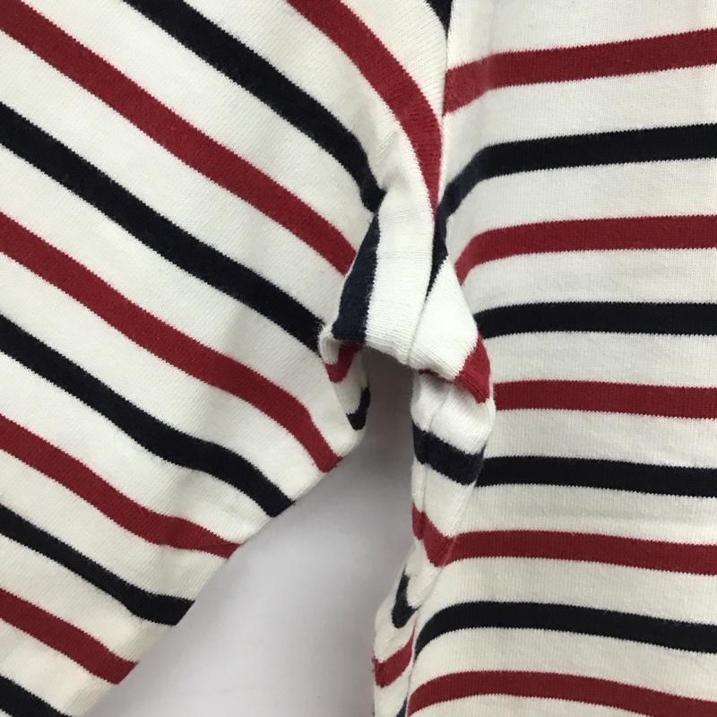 トミーヒルフィガー TOMMY HILFIGER カットソー 長袖 長袖カットソー プリントカットソー クルーネック L ボーダー柄 白 / ホワイト / X 赤 / レッド / X 紺 / ネイビー /  メンズ USED 古着 中古 10148992