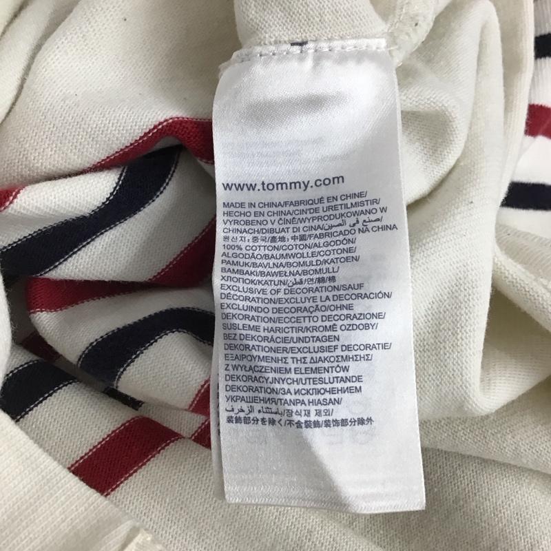 トミーヒルフィガー TOMMY HILFIGER カットソー 長袖 長袖カットソー プリントカットソー クルーネック L ボーダー柄 白 / ホワイト / X 赤 / レッド / X 紺 / ネイビー /  メンズ USED 古着 中古 10148992