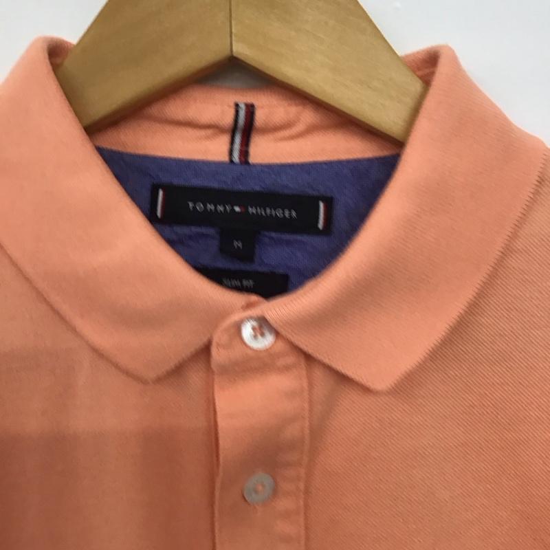 トミーヒルフィガー TOMMY HILFIGER ポロシャツ 半袖 半袖ポロシャツ カラーシャツ 半袖カットソー M ロゴ、文字 橙 / オレンジ /  メンズ USED 古着 中古 10148993