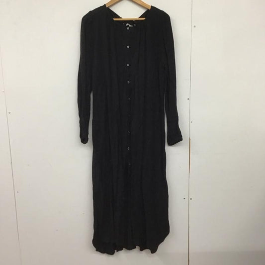 アーバンリサーチロッソ URBAN RESEARCH ROSSO ワンピース ロングスカート 長袖ロングワンピース ノーカラーシャツワンピース フロントボタン FREE 無地 黒 / ブラック /  レディース USED 古着 中古 10149026