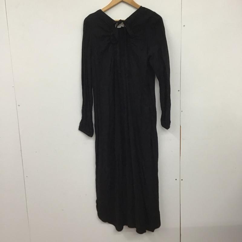 アーバンリサーチロッソ URBAN RESEARCH ROSSO ワンピース ロングスカート 長袖ロングワンピース ノーカラーシャツワンピース フロントボタン FREE 無地 黒 / ブラック /  レディース USED 古着 中古 10149026