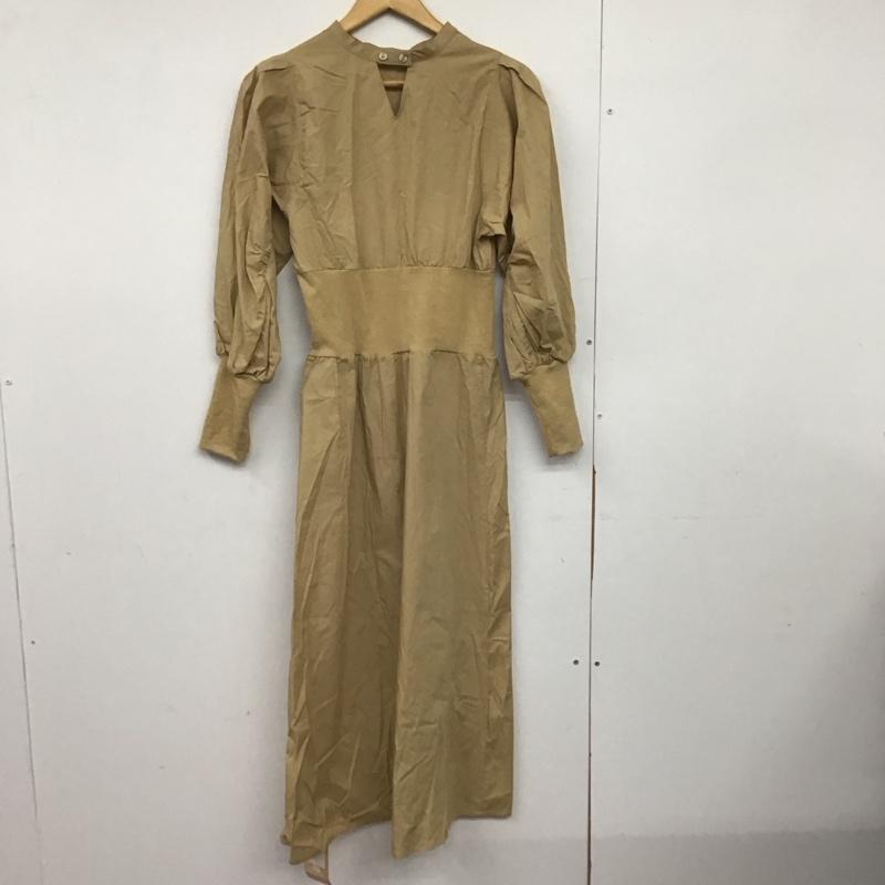 バブ Bab ワンピース ロングスカート 長袖ロングワンピース フレアスカート ウエスト切り替え M 無地 ベージュ / ベージュ /  レディース USED 古着 中古 10149039