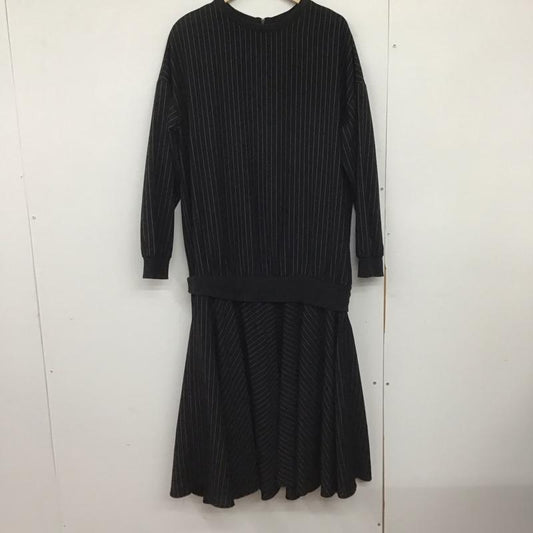 ローフ loaf ワンピース ロングスカート 長袖ロングワンピース スウェットロングワンピース ONE SIZE ストライプ 黒 / ブラック /  レディース USED 古着 中古 10149044
