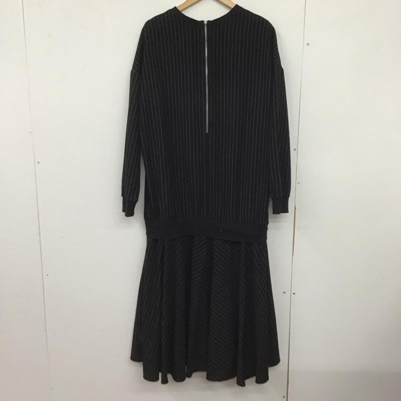 ローフ loaf ワンピース ロングスカート 長袖ロングワンピース スウェットロングワンピース ONE SIZE ストライプ 黒 / ブラック /  レディース USED 古着 中古 10149044