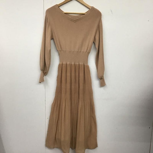 ラグナムーン LAGUNAMOON ワンピース ロングスカート 長袖ロングワンピース フレアスカート S 無地 ベージュ / ベージュ /  レディース USED 古着 中古 10149059
