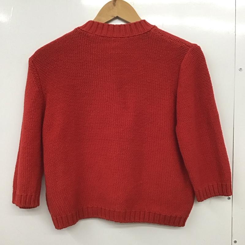 ザラ ZARA カーディガン 長袖 6427/011/600 クルーネック カーディガン M 無地 赤 / レッド /  レディース USED 古着 中古 10149063