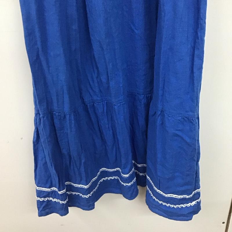 ザラ ZARA ワンピース ロングスカート 半袖ロングワンピース フレアスカート Vネック S 刺繍 青 / ブルー /  レディース USED 古着 中古 10149087
