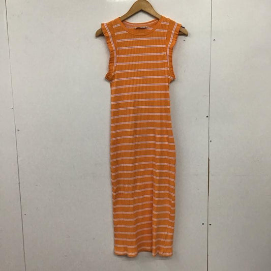 ザラ ZARA ワンピース ロングスカート ロングニットワンピース ノースリーブロングワンピース S ボーダー柄 橙 / オレンジ /  レディース USED 古着 中古 10149088