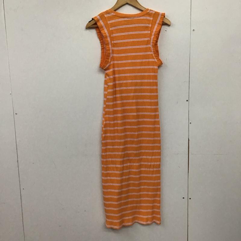 ザラ ZARA ワンピース ロングスカート ロングニットワンピース ノースリーブロングワンピース S ボーダー柄 橙 / オレンジ /  レディース USED 古着 中古 10149088
