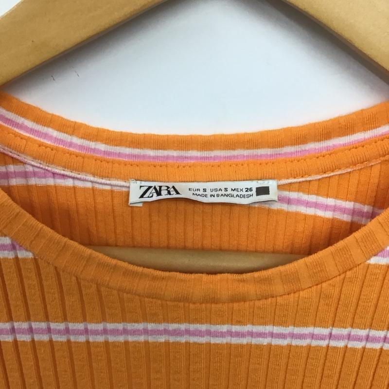 ザラ ZARA ワンピース ロングスカート ロングニットワンピース ノースリーブロングワンピース S ボーダー柄 橙 / オレンジ /  レディース USED 古着 中古 10149088