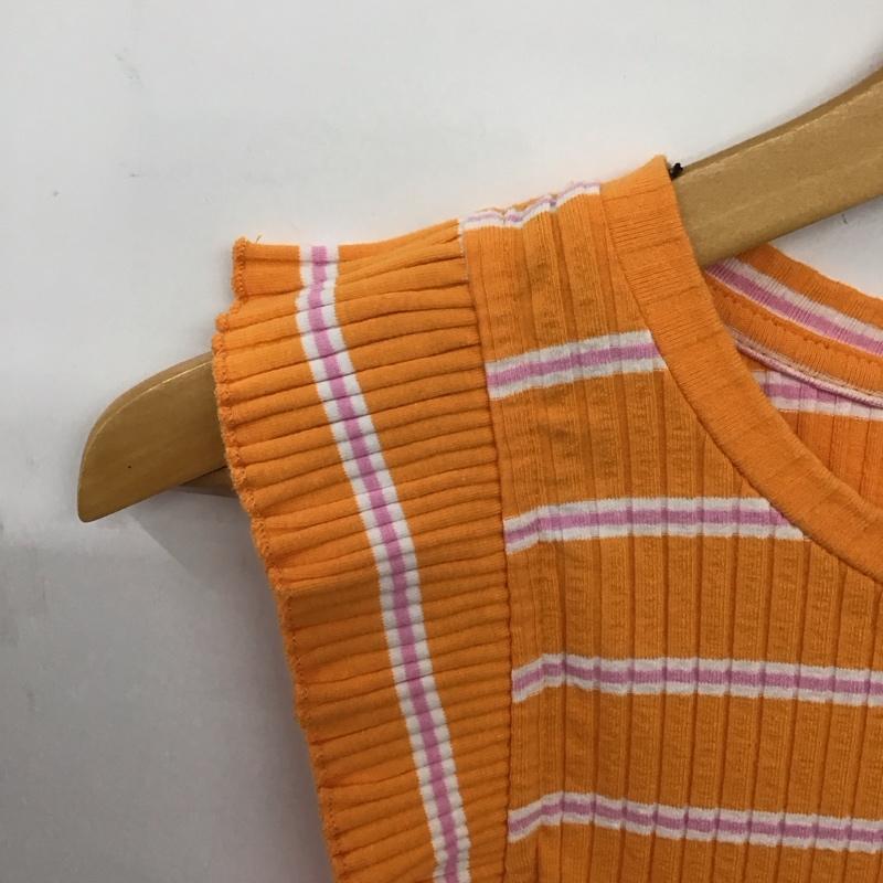 ザラ ZARA ワンピース ロングスカート ロングニットワンピース ノースリーブロングワンピース S ボーダー柄 橙 / オレンジ /  レディース USED 古着 中古 10149088