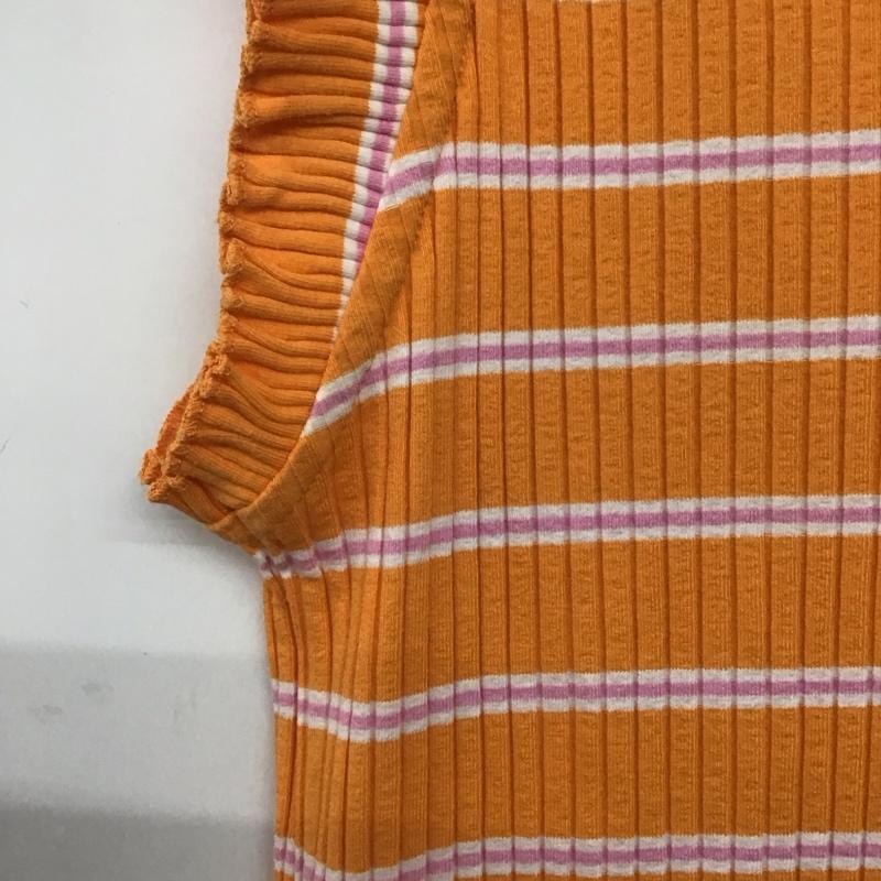ザラ ZARA ワンピース ロングスカート ロングニットワンピース ノースリーブロングワンピース S ボーダー柄 橙 / オレンジ /  レディース USED 古着 中古 10149088
