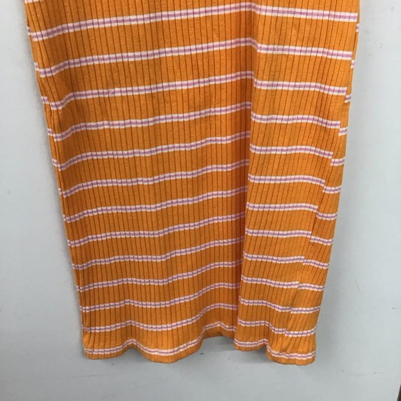 ザラ ZARA ワンピース ロングスカート ロングニットワンピース ノースリーブロングワンピース S ボーダー柄 橙 / オレンジ /  レディース USED 古着 中古 10149088