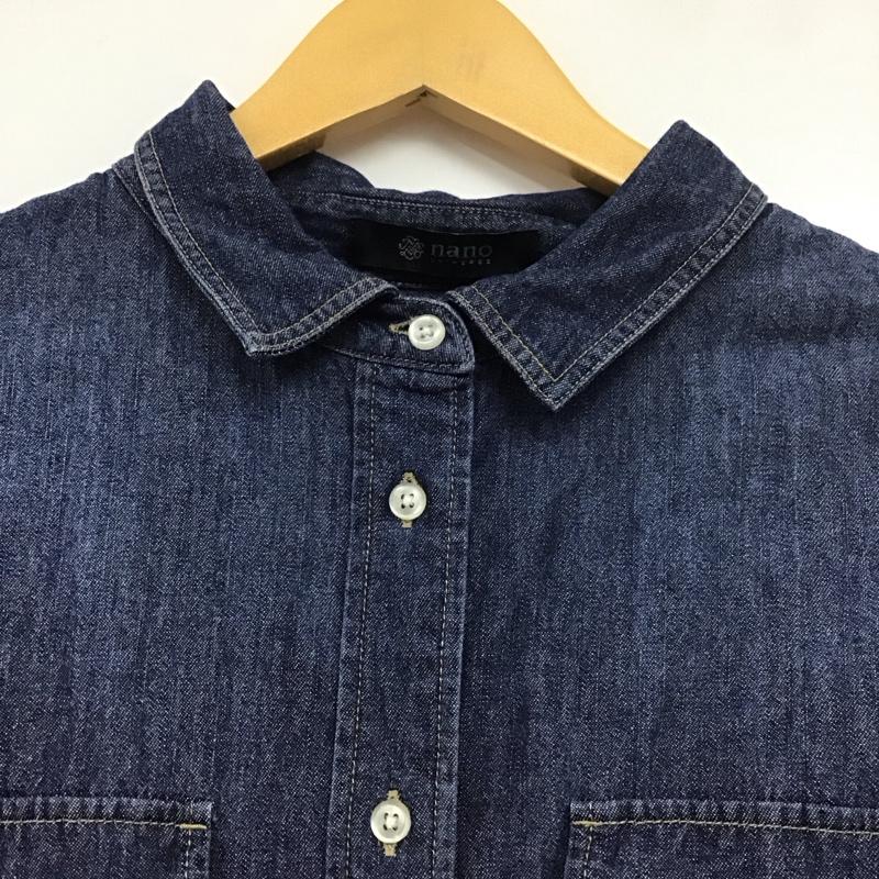 ナノユニバース nano・universe シャツ、ブラウス 長袖 673-1120016 FREE 無地 青 / ブルー /  レディース USED 古着 中古 10149089