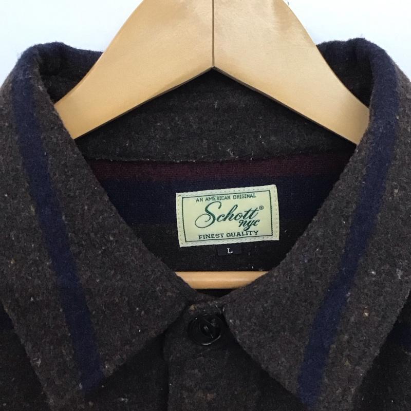 ショット schott シャツ、ブラウス 長袖 長袖シャツ ボーダーシャツ カラーシャツ 厚手 L ボーダー柄 マルチカラー / マルチカラー /  メンズ USED 古着 中古 10149109