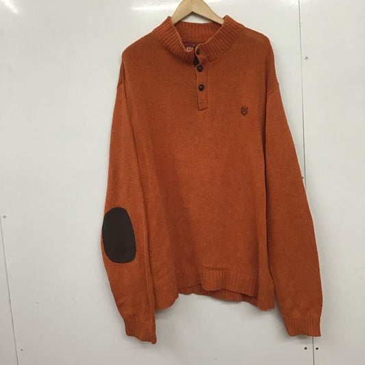 チャップス CHAPS ニット、セーター 長袖 長袖ニットカットソー スタンドネック セーター エルボーパッチ XXL ロゴ、文字 橙 / オレンジ /  メンズ USED 古着 中古 10149162