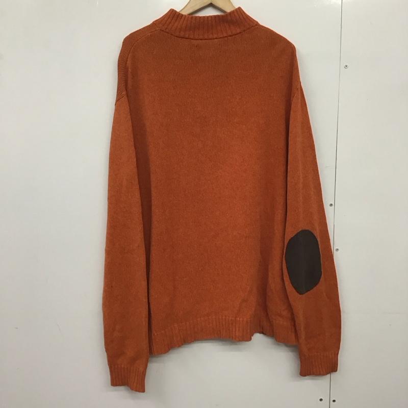チャップス CHAPS ニット、セーター 長袖 長袖ニットカットソー スタンドネック セーター エルボーパッチ XXL ロゴ、文字 橙 / オレンジ /  メンズ USED 古着 中古 10149162