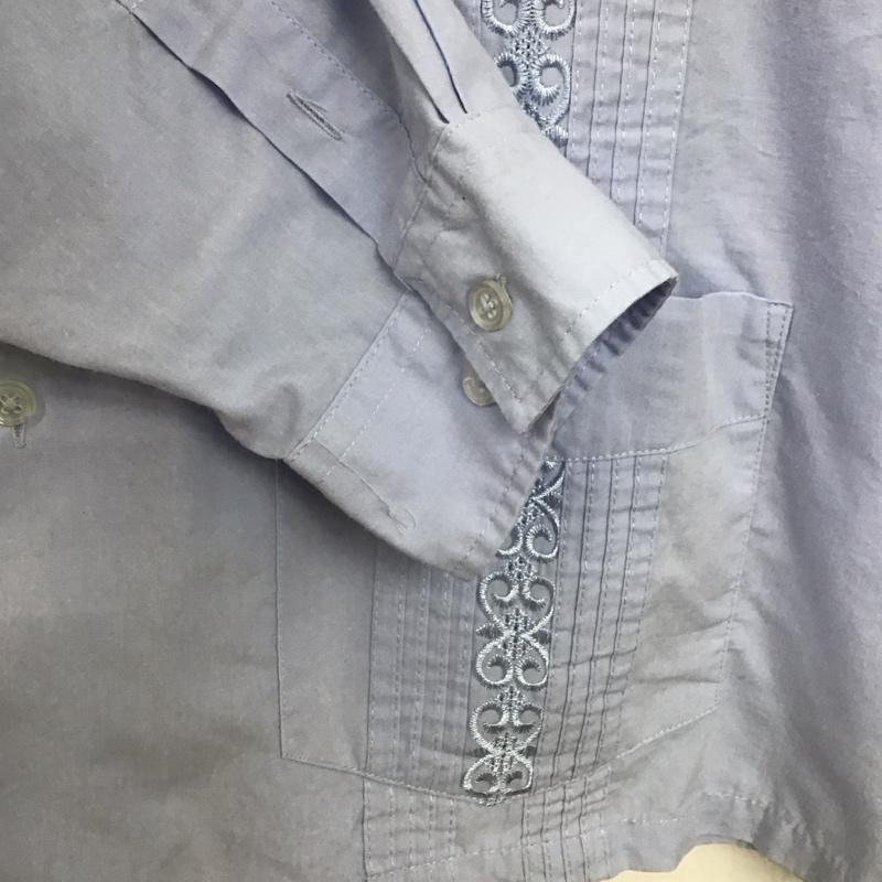 古着 USED シャツ、ブラウス 長袖 長袖シャツ 刺繡シャツ カラーシャツ キューバシャツ 刺繍 水色 / ライトブルー /  メンズ USED 古着 中古 10149169