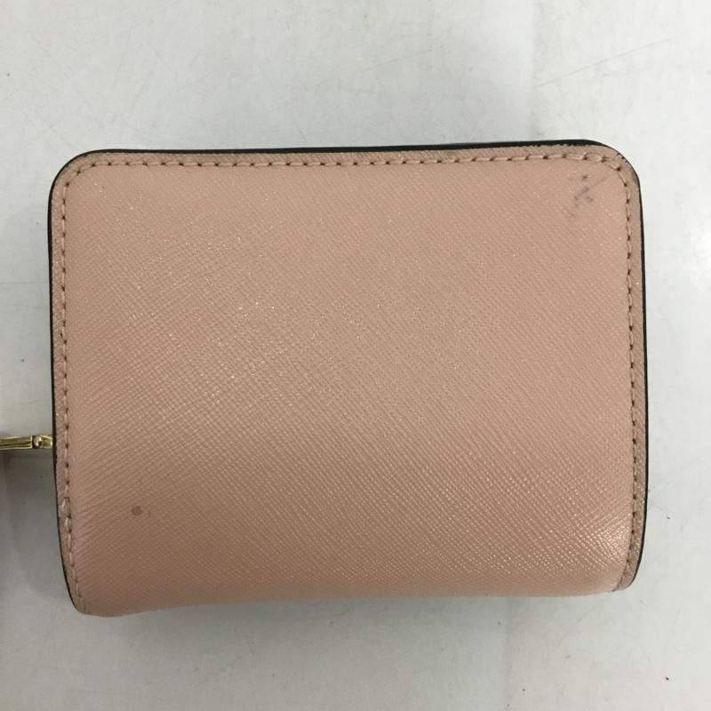 マークジェイコブス MARCJACOBS 財布 二つ折り M0013360 980 L字ファスナー ワンポイント 黒 / ブラック / X 桃 / ピンク /  レディース USED 古着 中古 10149237