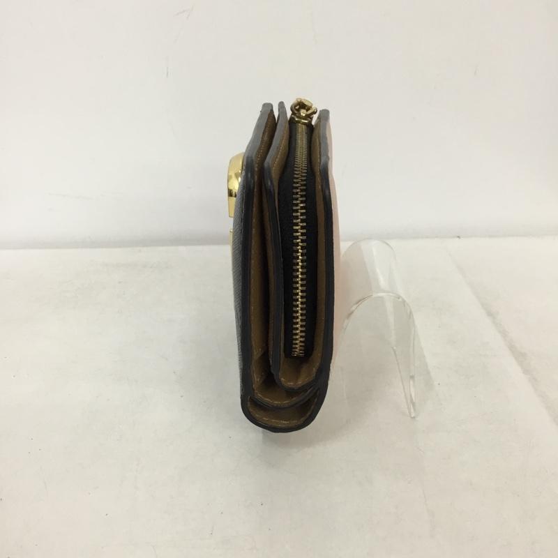マークジェイコブス MARCJACOBS 財布 二つ折り M0013360 980 L字ファスナー ワンポイント 黒 / ブラック / X 桃 / ピンク /  レディース USED 古着 中古 10149237