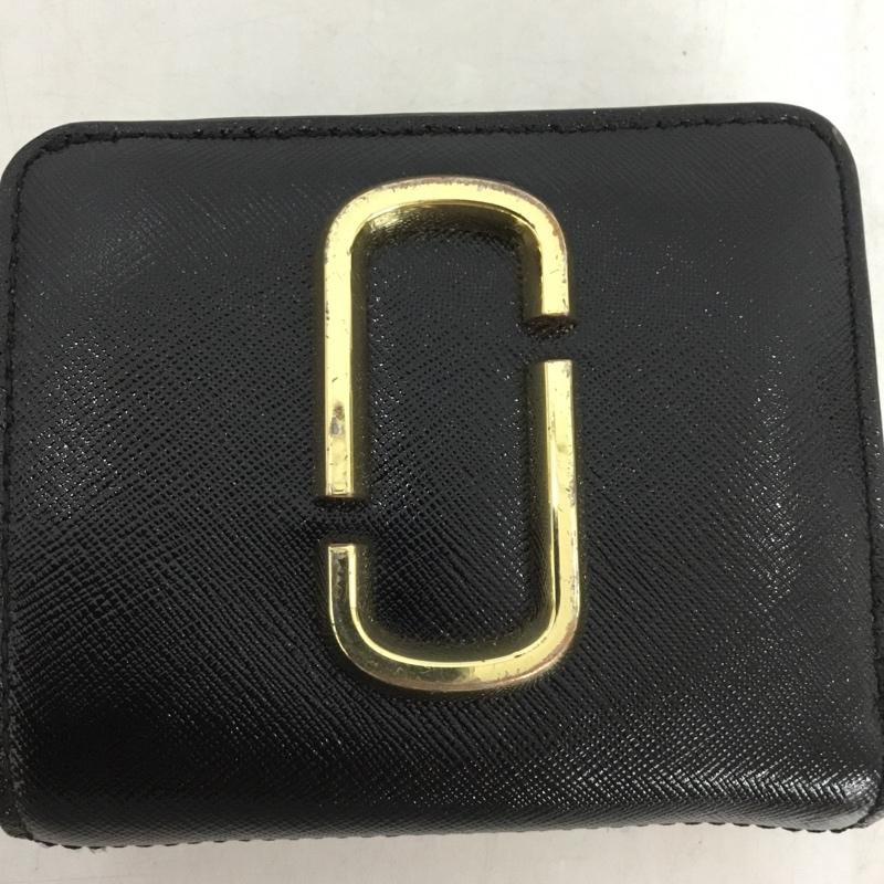 マークジェイコブス MARCJACOBS 財布 二つ折り M0013360 980 L字ファスナー ワンポイント 黒 / ブラック / X 桃 / ピンク /  レディース USED 古着 中古 10149237