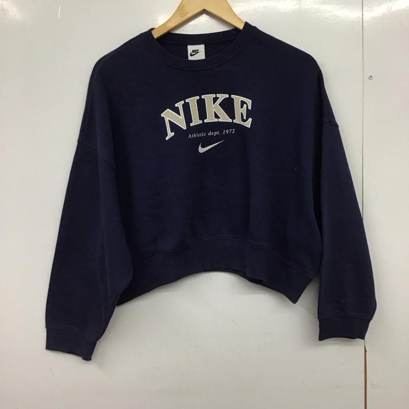 ナイキ NIKE トレーナー 長袖 FD0885-410 スウェット 裏起毛 L ロゴ、文字 紺 / ネイビー /  レディース USED 古着 中古 10149268