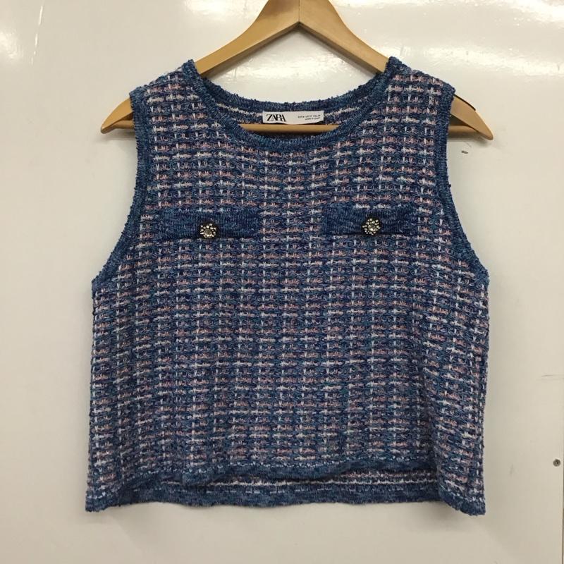 ザラ ZARA ベスト ベスト プルオーバー M 無地 青 / ブルー /  レディース USED 古着 中古 10149277