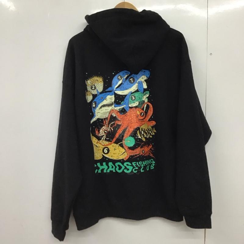 カオス フィッシング クラブ Chaos Fishing Club パーカー 長袖 長袖パーカー プルオーバーパーカー スウェット XL ロゴ、文字 黒 / ブラック /  メンズ USED 古着 中古 10149283