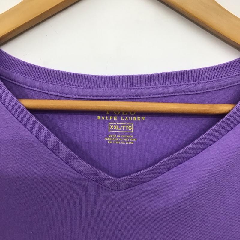 ポロラルフローレン POLO RALPH LAUREN Tシャツ 半袖 半袖カットソー プリントTシャツ Vネックカットソー XXL ロゴ、文字 紫 / パープル /  メンズ USED 古着 中古 10149306