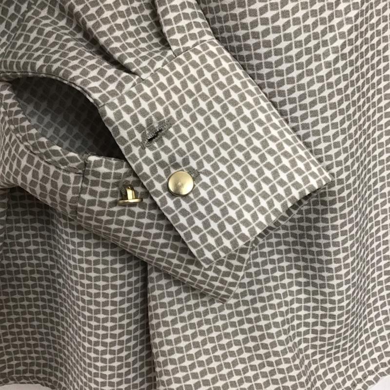 インデックス index シャツ、ブラウス 長袖 長袖シャツ 総柄シャツ ノーカラーシャツ M 総柄 灰 / グレー /  レディース USED 古着 中古 10149370