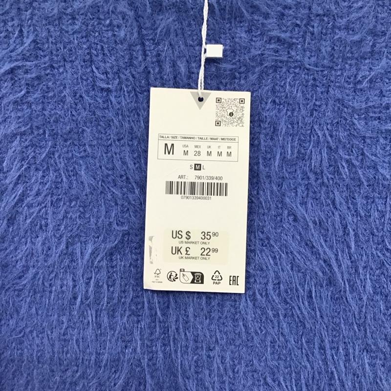 ザラ ZARA ニット、セーター 半袖 半袖ニットカットソー クルーネック セーター M  水色 / ライトブルー /  レディース USED 古着 中古 10149371