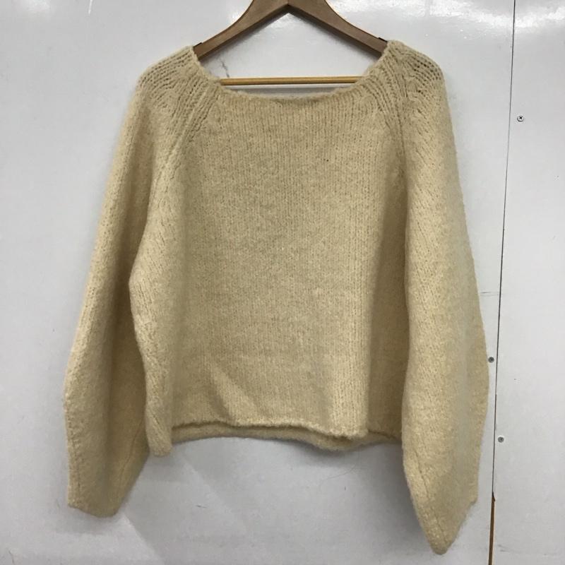 ザラ ZARA ニット、セーター 長袖 長袖ニットカットソー ワイドネック セーター M 無地 アイボリー / アイボリー /  レディース USED 古着 中古 10149372