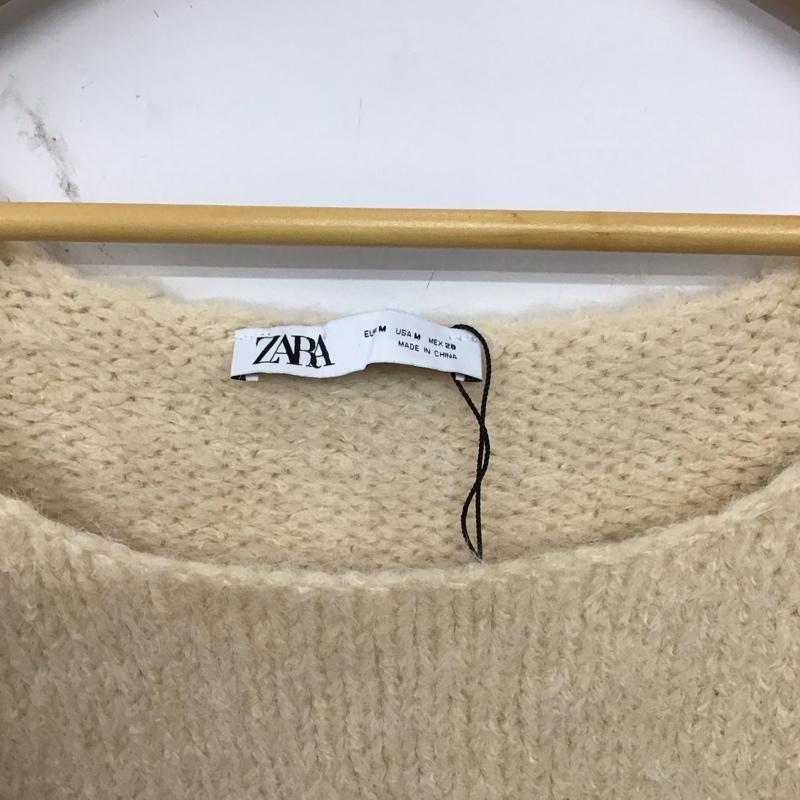 ザラ ZARA ニット、セーター 長袖 長袖ニットカットソー ワイドネック セーター M 無地 アイボリー / アイボリー /  レディース USED 古着 中古 10149372